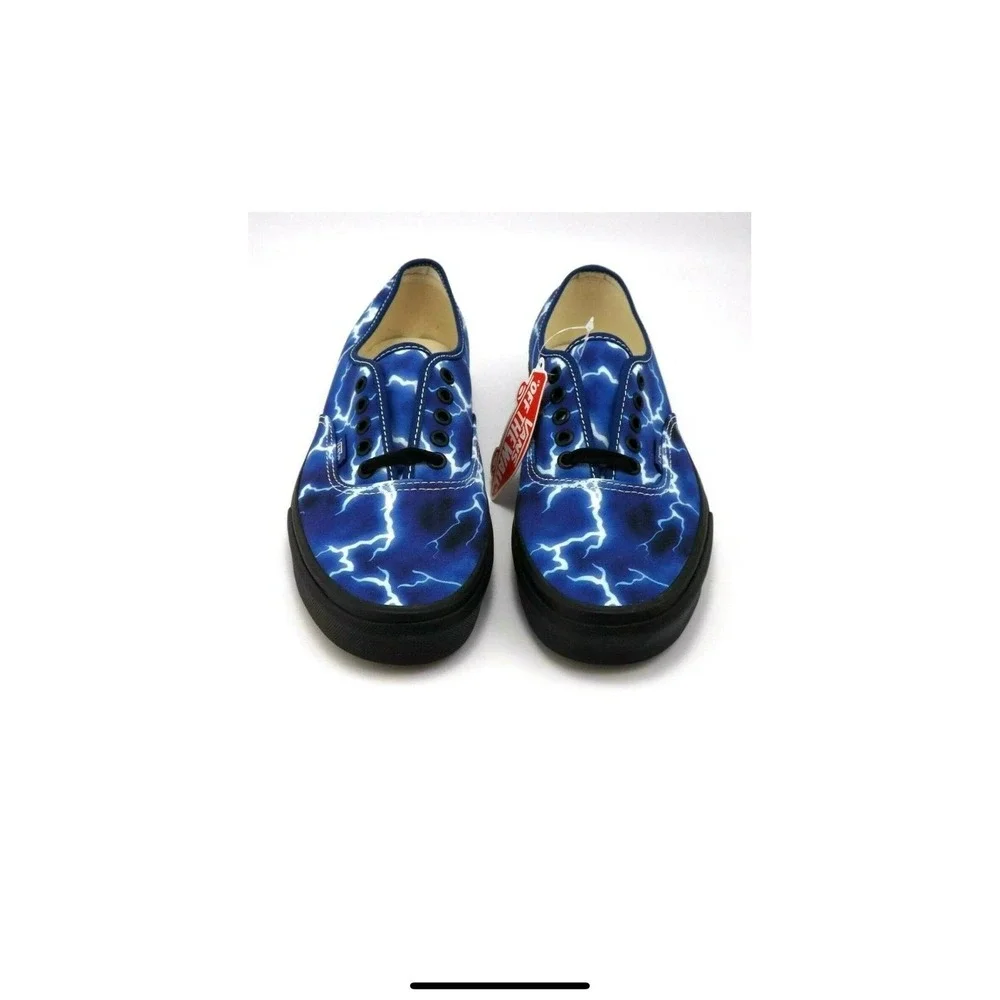 Vans Authentic Lightning Black/Blue VN0A5HZS9FT Skate Shoes‎ Size 7